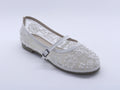 Women's Beaded Mesh Slip-On Ballerina — White