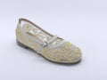 Women's Beaded Mesh Slip-On Ballerina — Beige