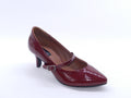 Women's Glossy Patent Mary Jane Mid Heel Pump — Patent Burgundy