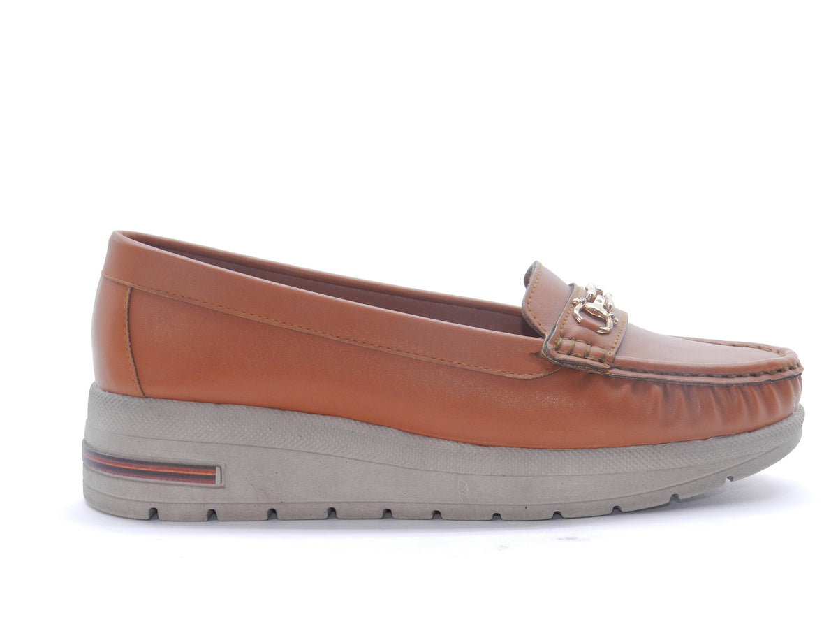 Women's Synthetic Slip-On Loafer — Tan