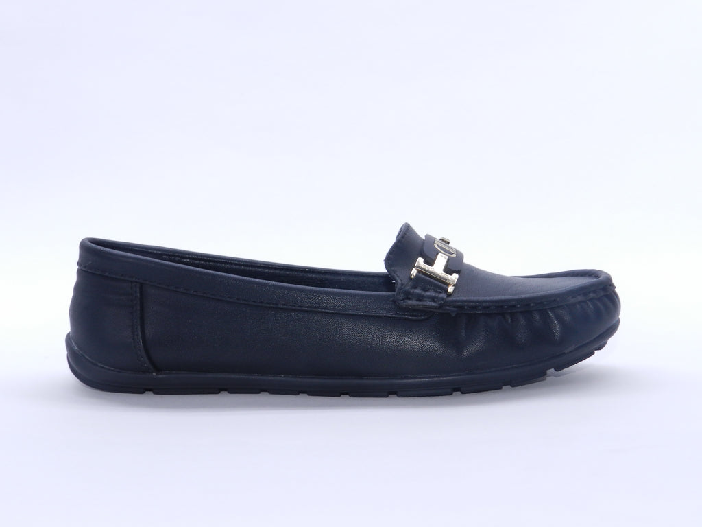 Women's Faux Leather Slip-On Loafer — Black