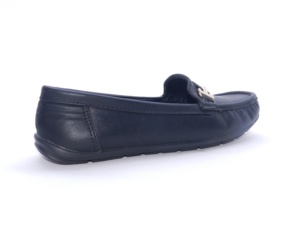 Women's Faux Leather Slip-On Loafer — Black