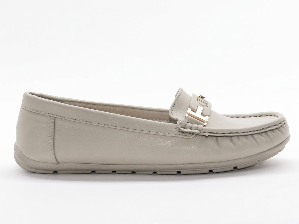 Women's Faux Leather Slip-On Loafer — White​
