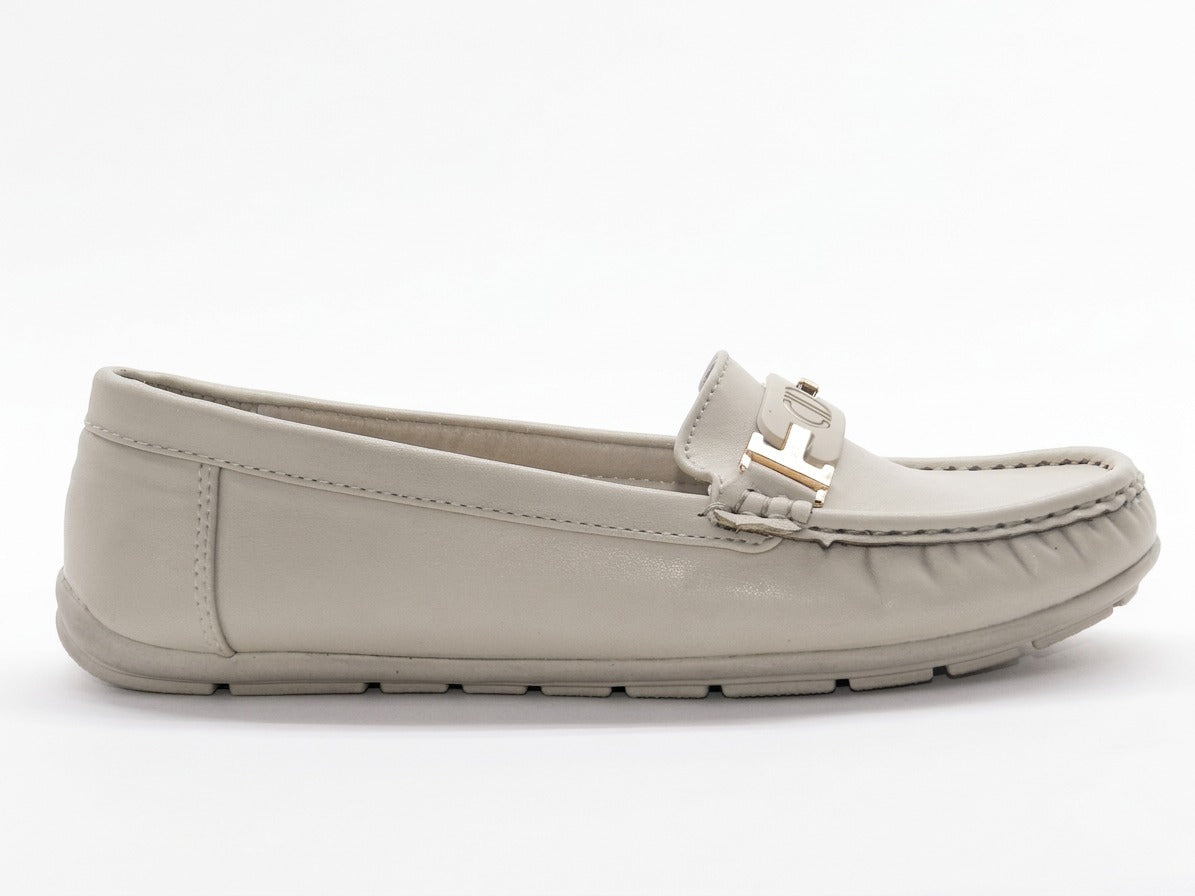 Women's Faux Leather Slip-On Loafer — White​