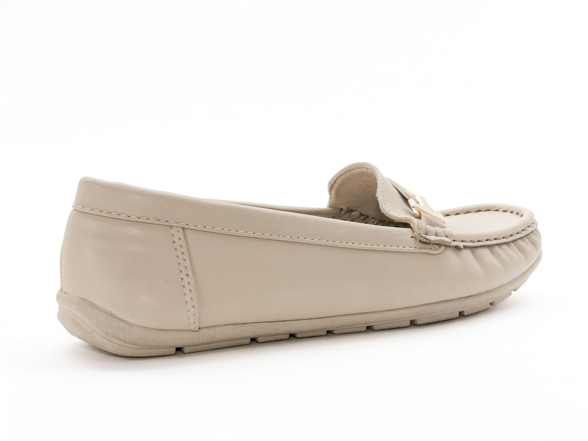 Women's Faux Leather Slip-On Loafer — White​