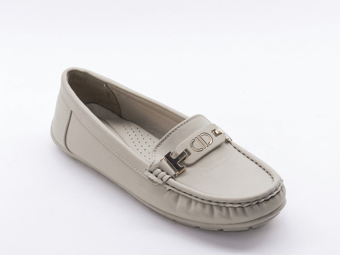 Women's Faux Leather Slip-On Loafer — White​