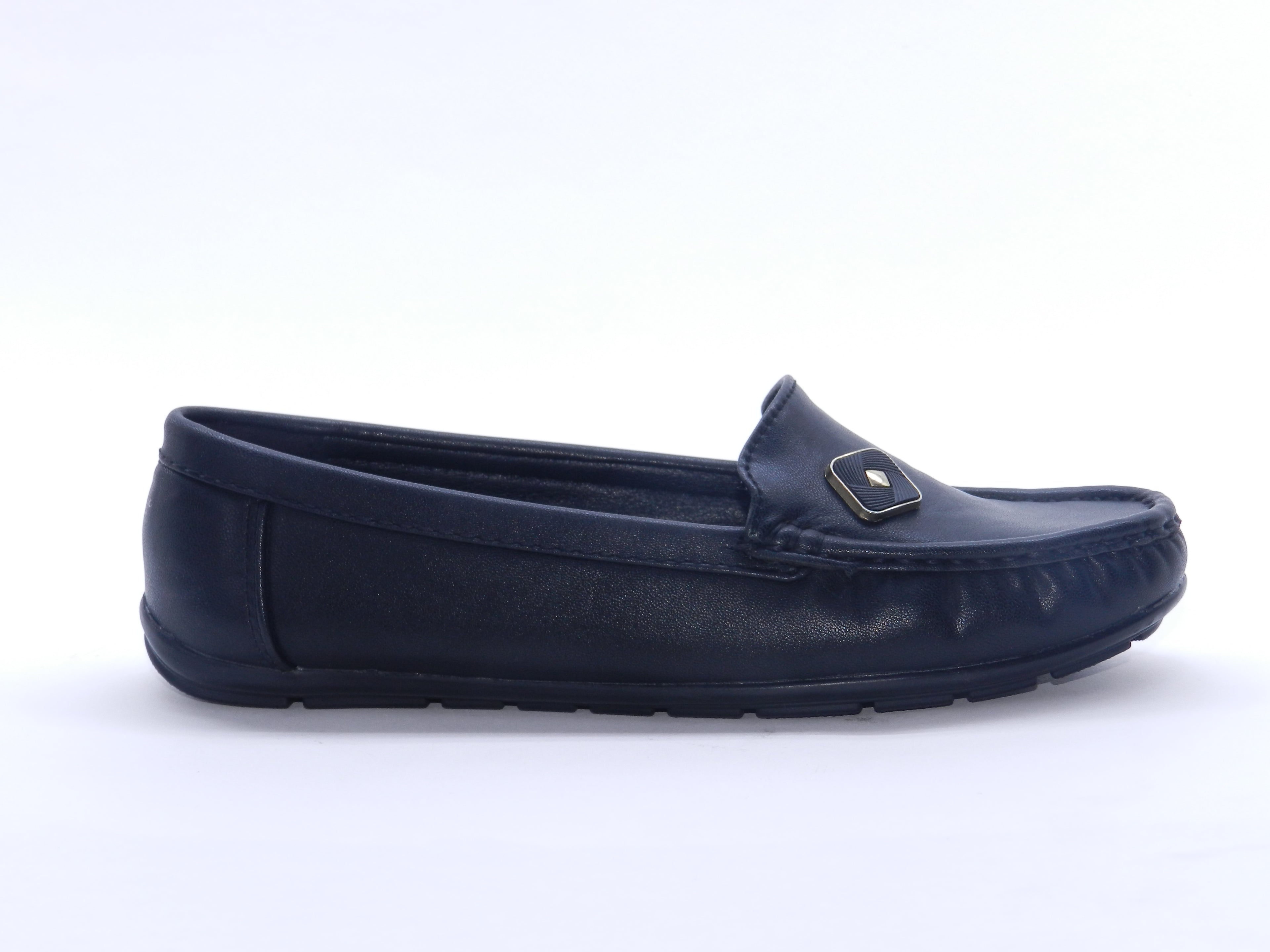 Women's Faux Leather Slip-On Flat — Black