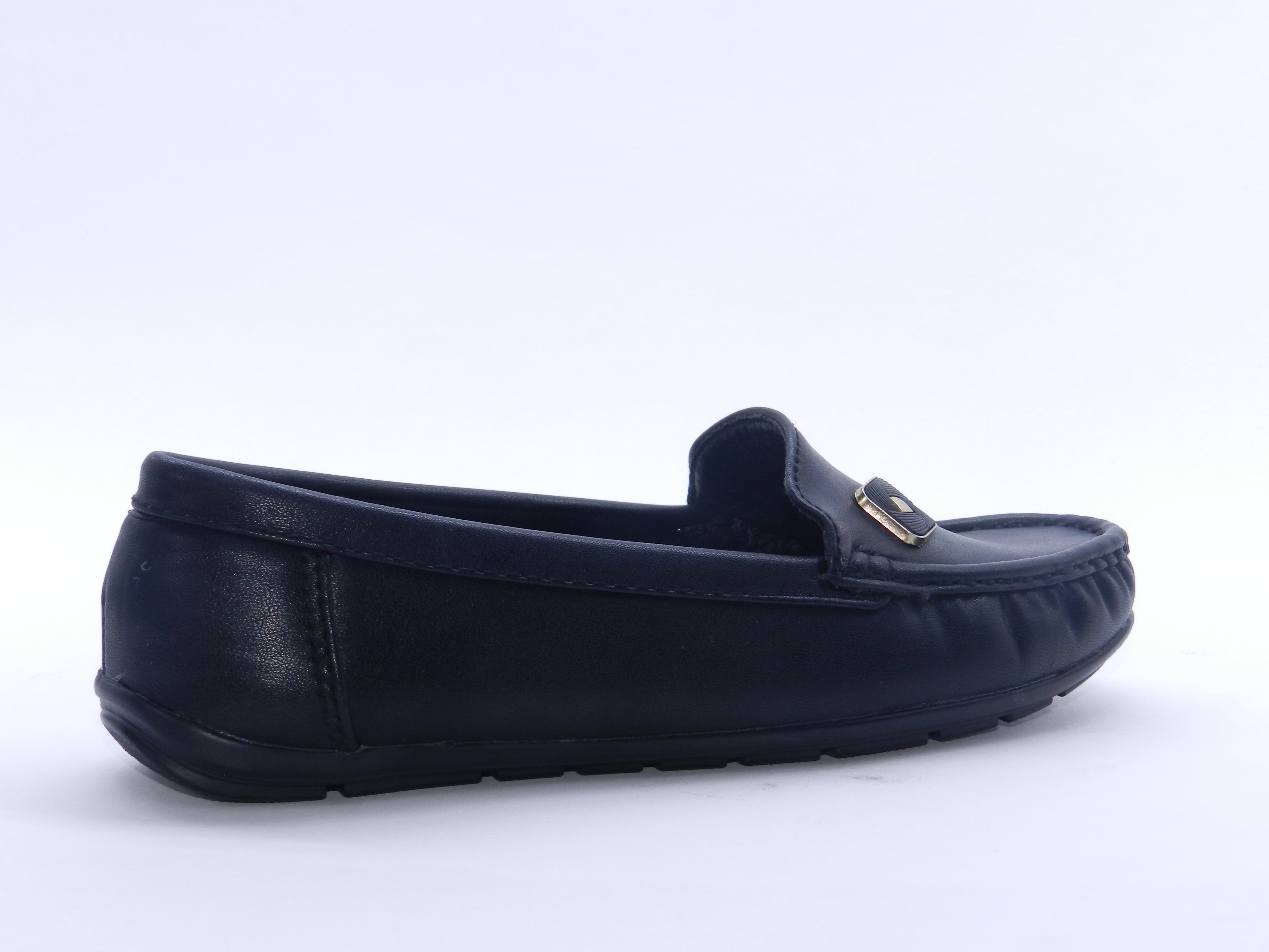 Women's Faux Leather Slip-On Flat — Black