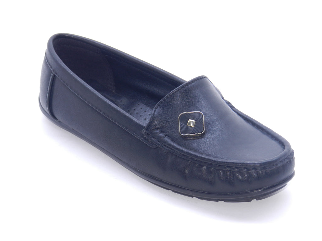 Women's Faux Leather Slip-On Flat — Black