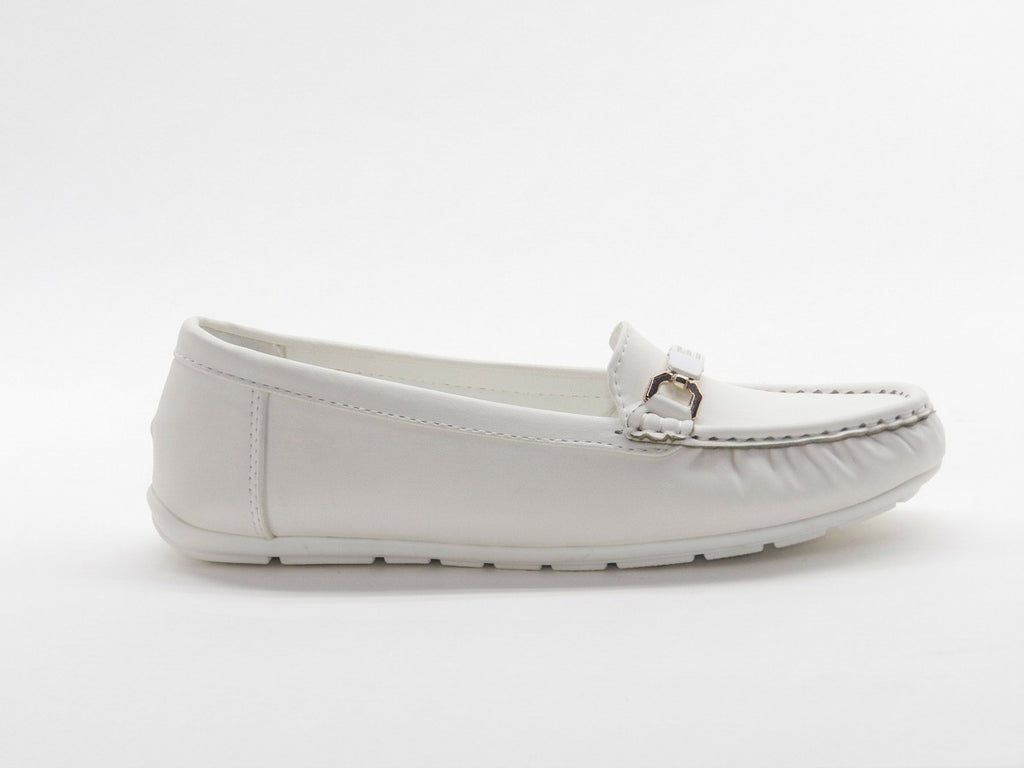 Women's Faux Leather Slip-On Loafer — White​