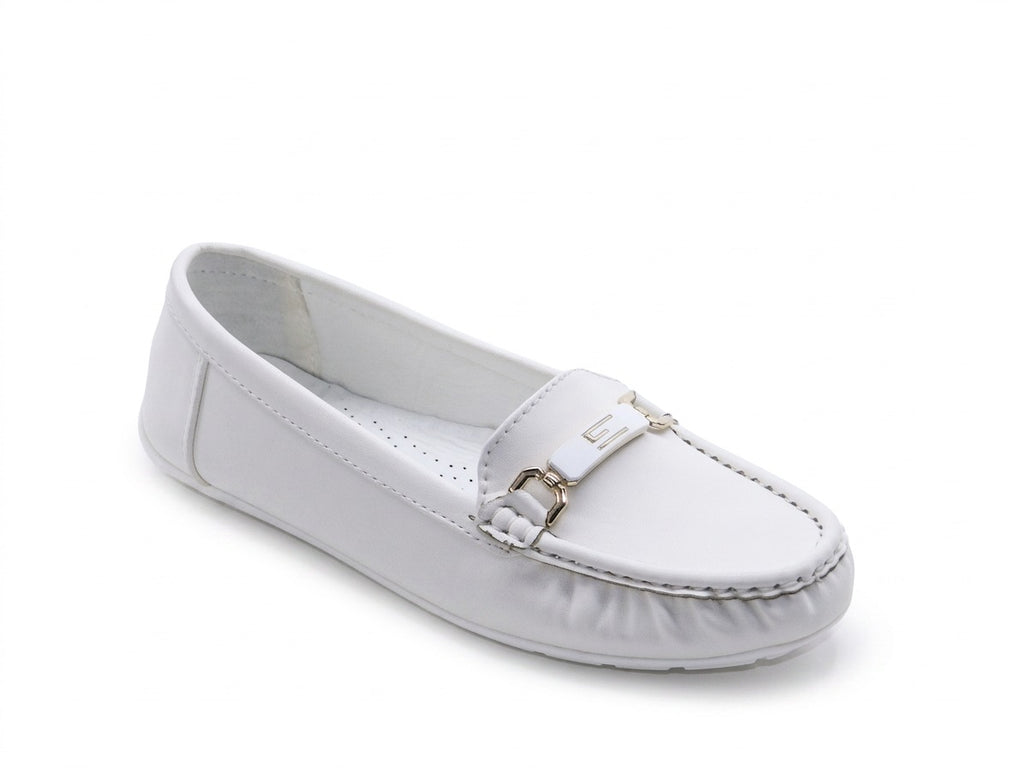 Women's Faux Leather Slip-On Loafer — White​