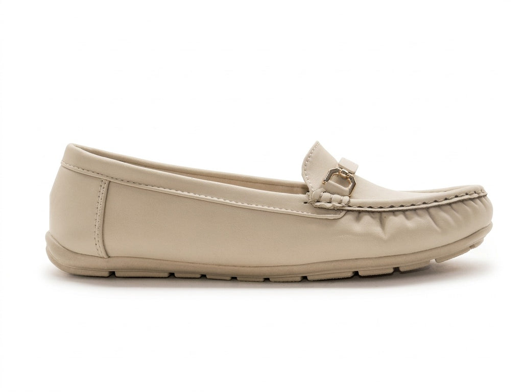 Women's Faux Leather Slip-On Loafer — Beige​
