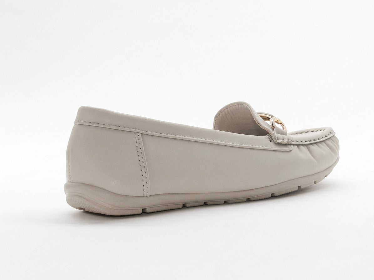 Women's Faux Leather Slip-On Loafer — Beige​