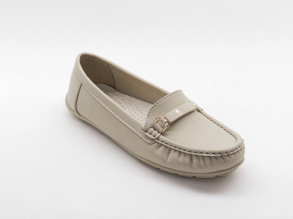 Women's Faux Leather Slip-On Loafer — Beige​