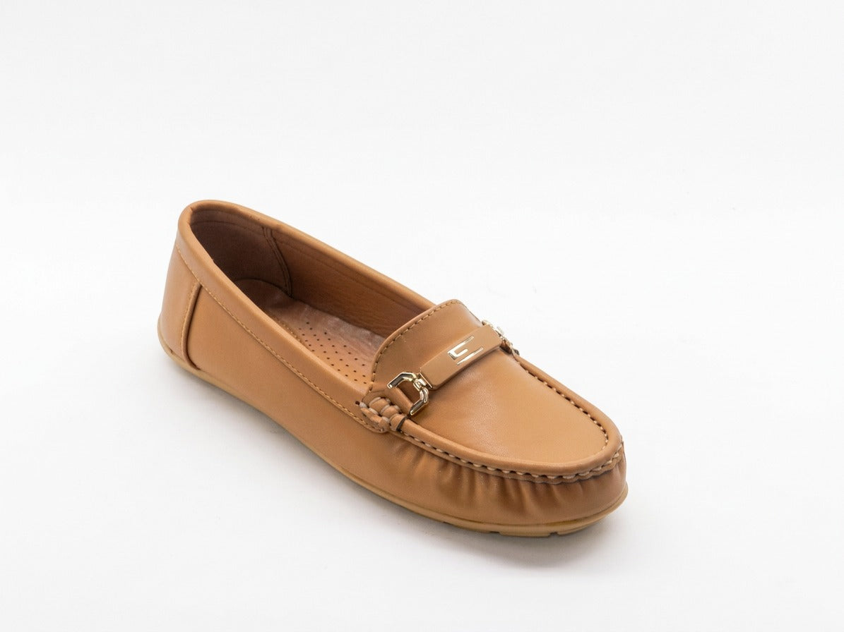 Women's Faux Leather Slip-On Loafer — Tan​