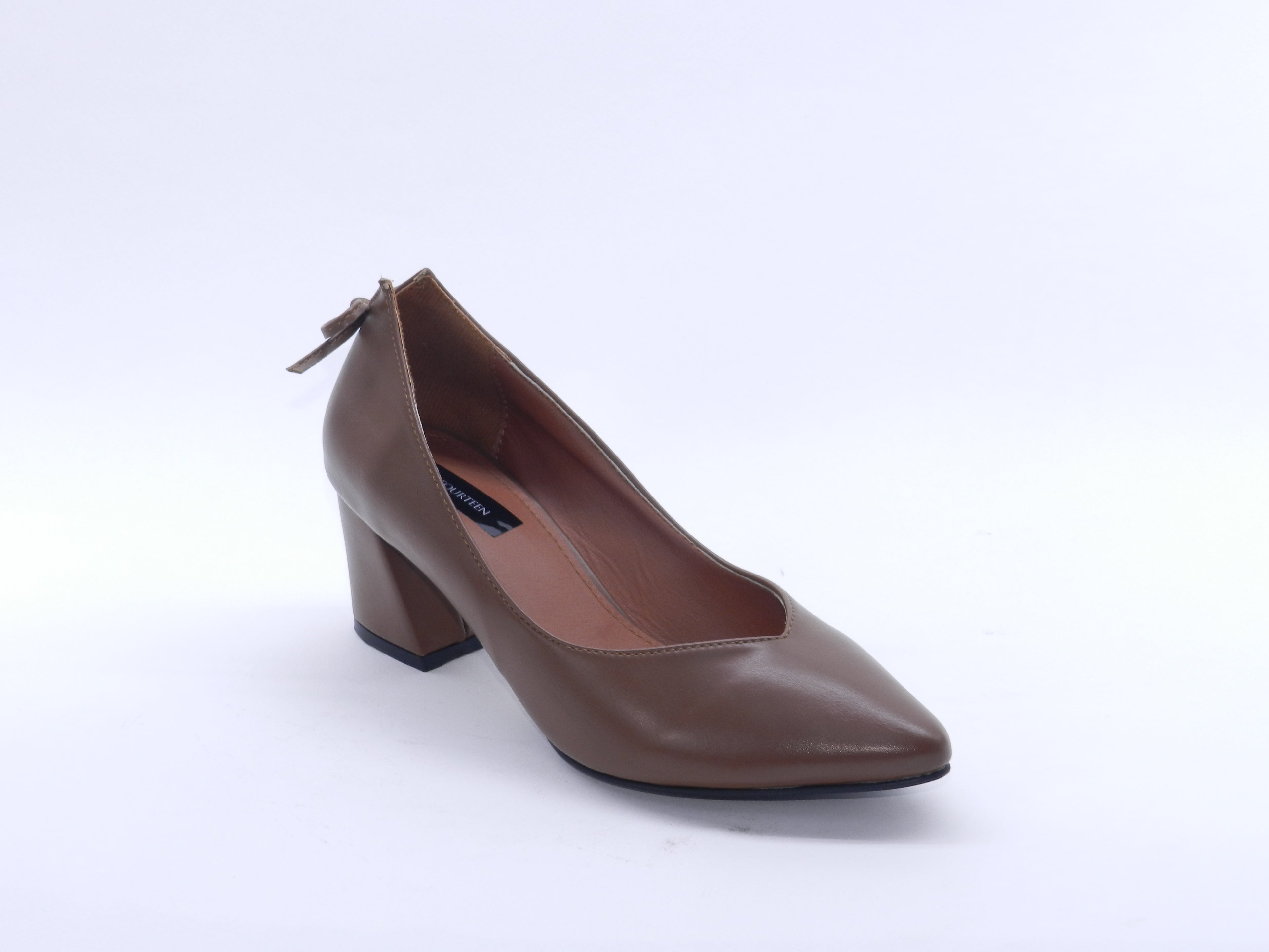 Women's Patent Faux Leather Block Heel Pumps — Coffee