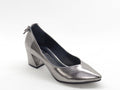 Women's Patent Faux Leather Block Heel Pumps — Gunmetal​