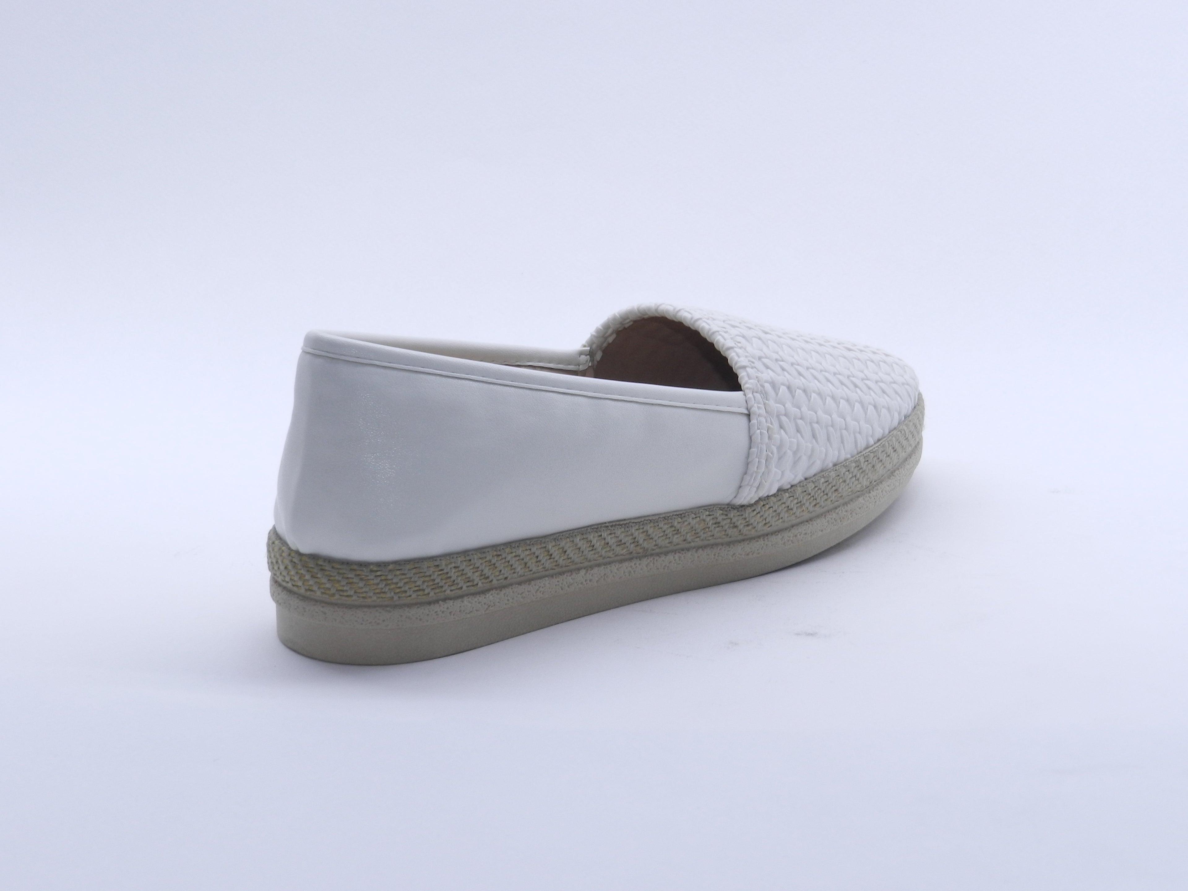 Women's Faux Leather Woven Slip-On Ballerina — White