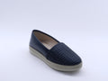Women's Faux Leather Woven Slip-On Ballerina — Black