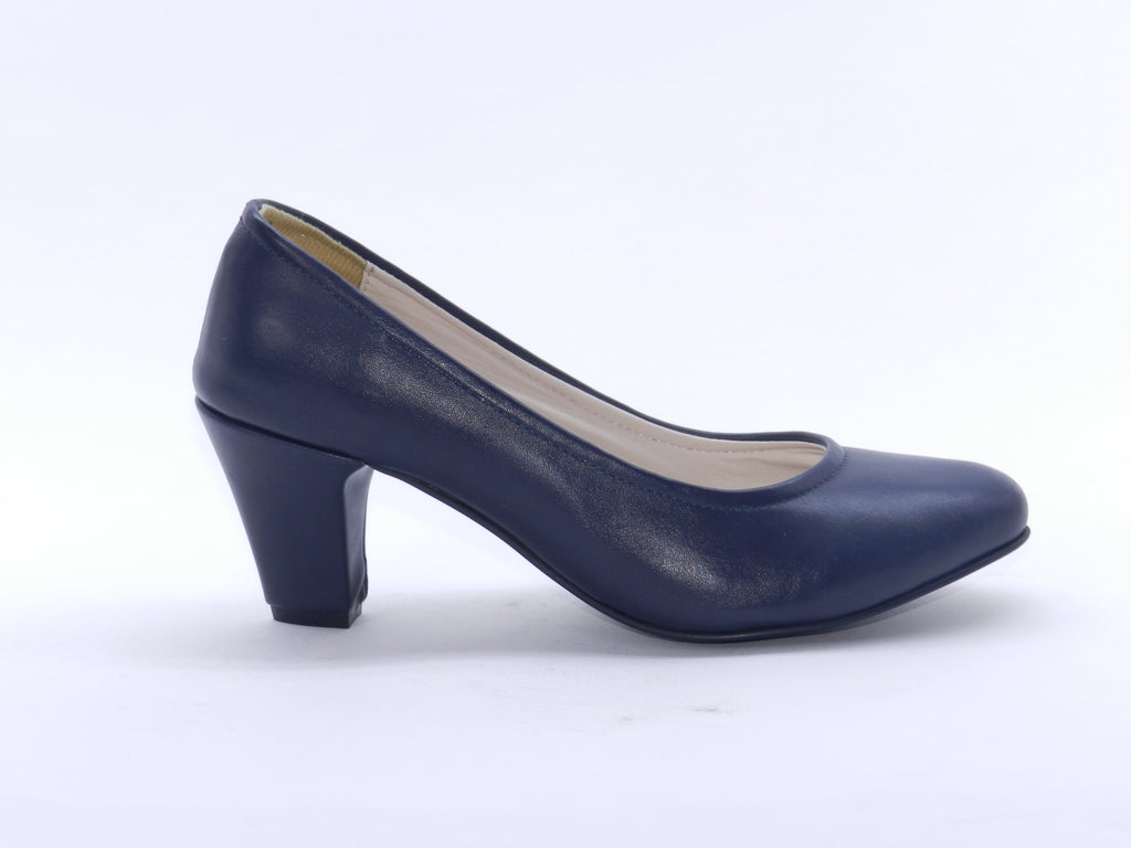 Women's Faux Leather Slip-On Pumps — Navy