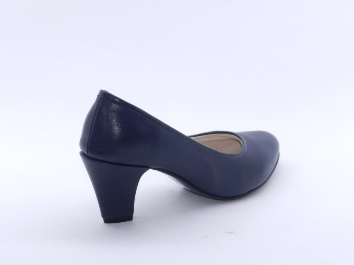 Women's Faux Leather Slip-On Pumps — Navy