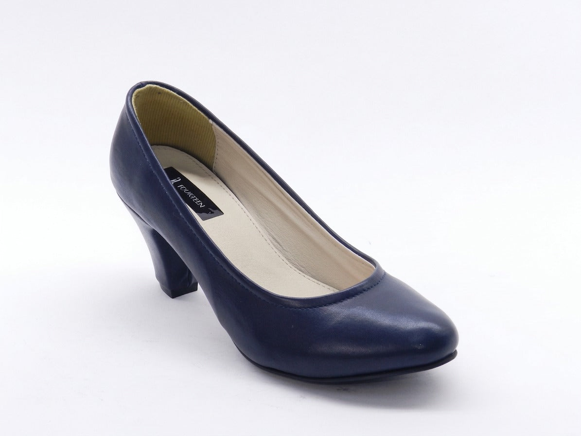 Women's Faux Leather Slip-On Pumps — Navy​