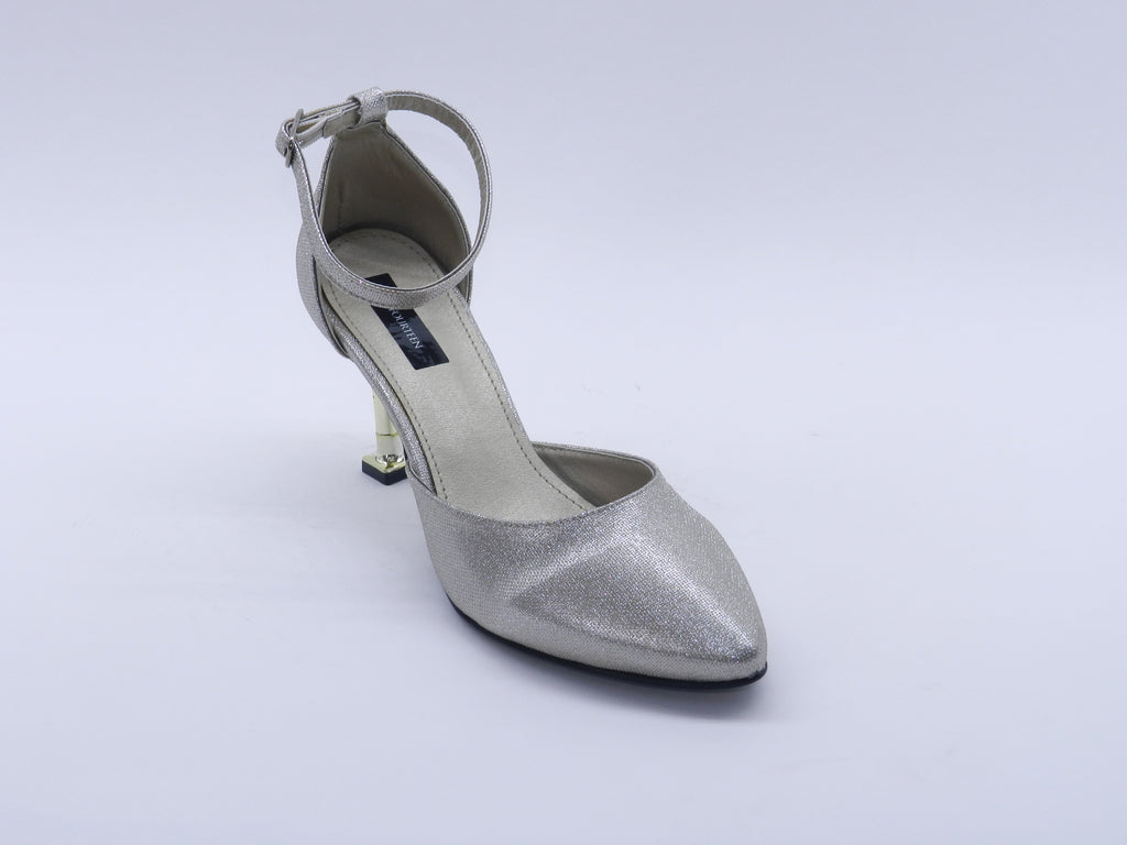 Women's Glitter Ankle Strap Stiletto Pump — Crystal Black