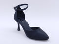 Women's Glitter Ankle Strap Stiletto Pump — Crystal Black