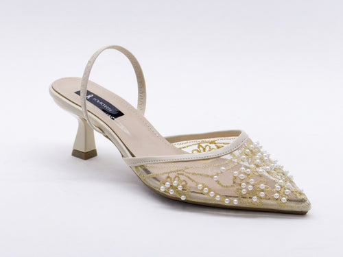 Women's Beaded Mesh Slingback Sabot — White​
