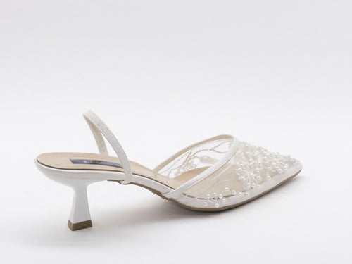 Women's Beaded Mesh Slingback Sabot — White​