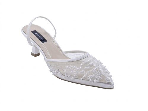 Women's Beaded Mesh Slingback Sabot — White​