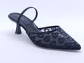Women's Embroidered Mesh Pointed Toe Slingback Sabot — Black
