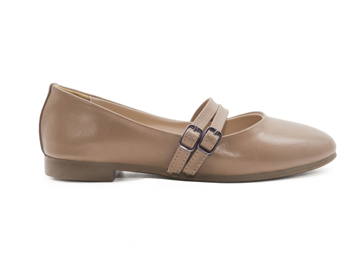 Women's Synthetic Slip-On Ballerina — Coffee​
