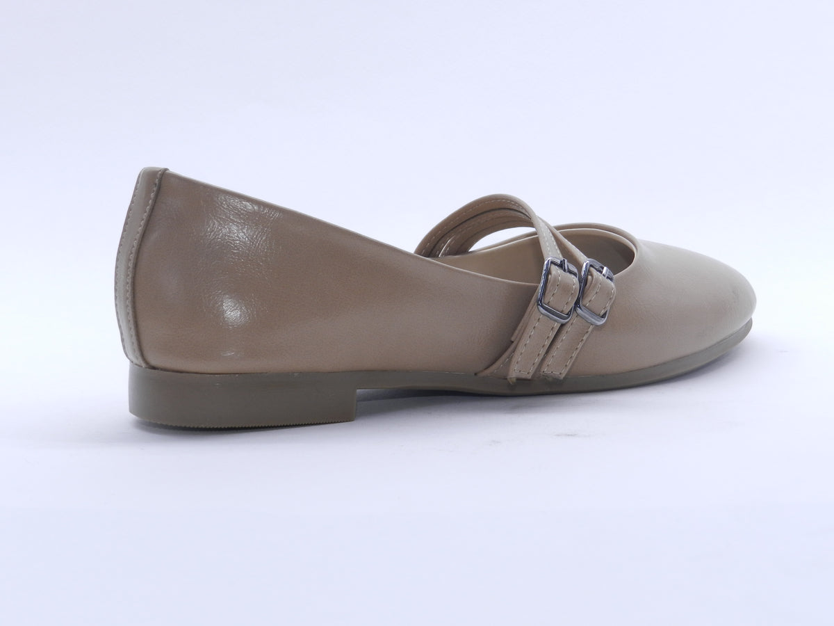 Women's Synthetic Slip-On Ballerina — Coffee