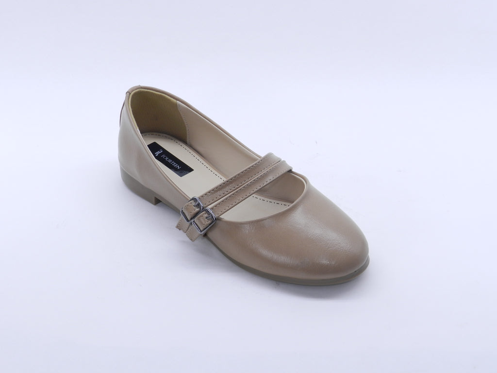 Women's Synthetic Slip-On Ballerina — Coffee