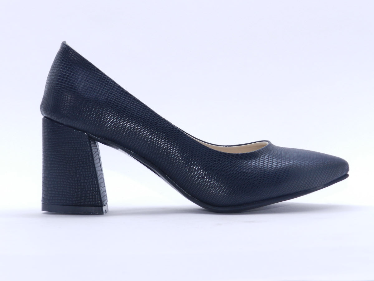 Women's Textured Block Heel Pumps — Lizard Black
