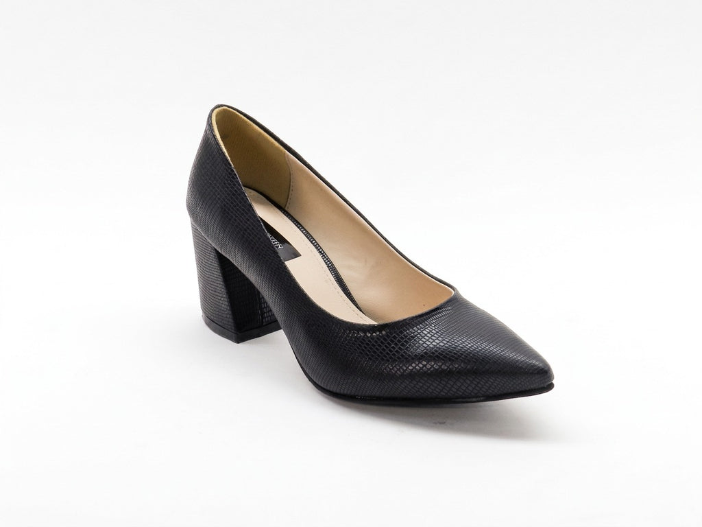Women's Textured Block Heel Pumps — Lizard Black​