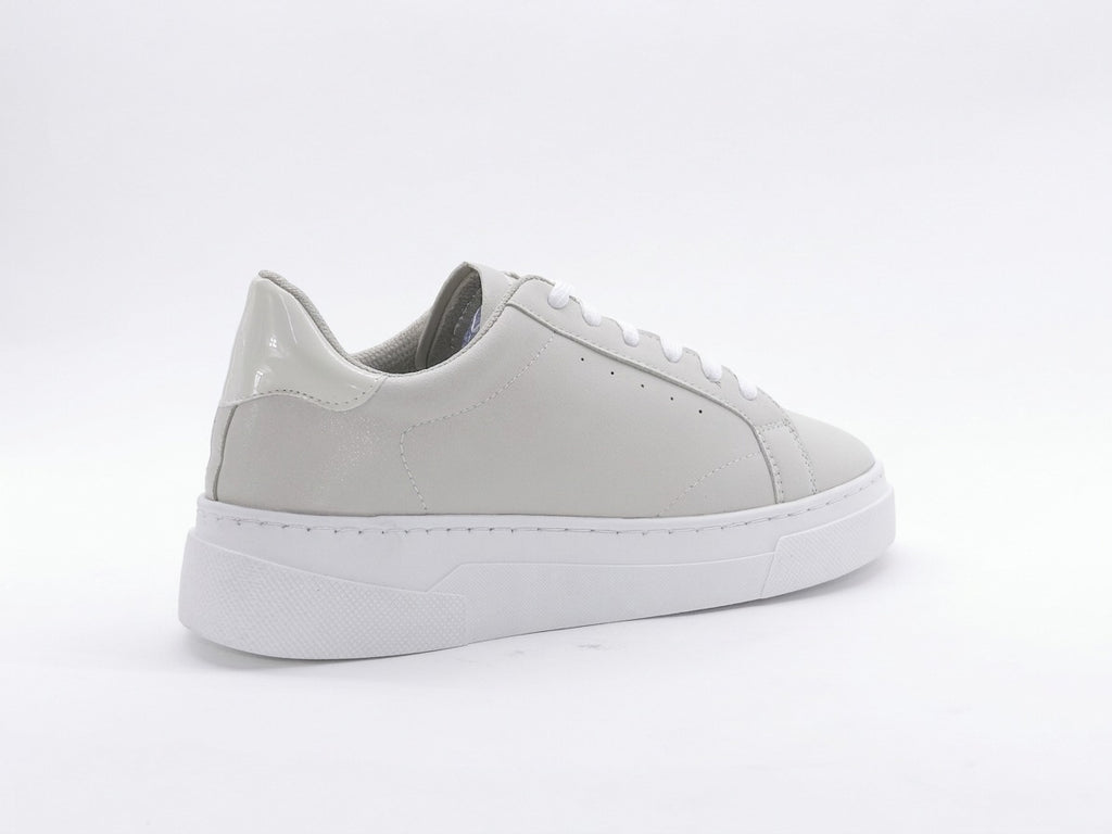 Women's Faux Leather Lace-Up Sneaker — Beige​
