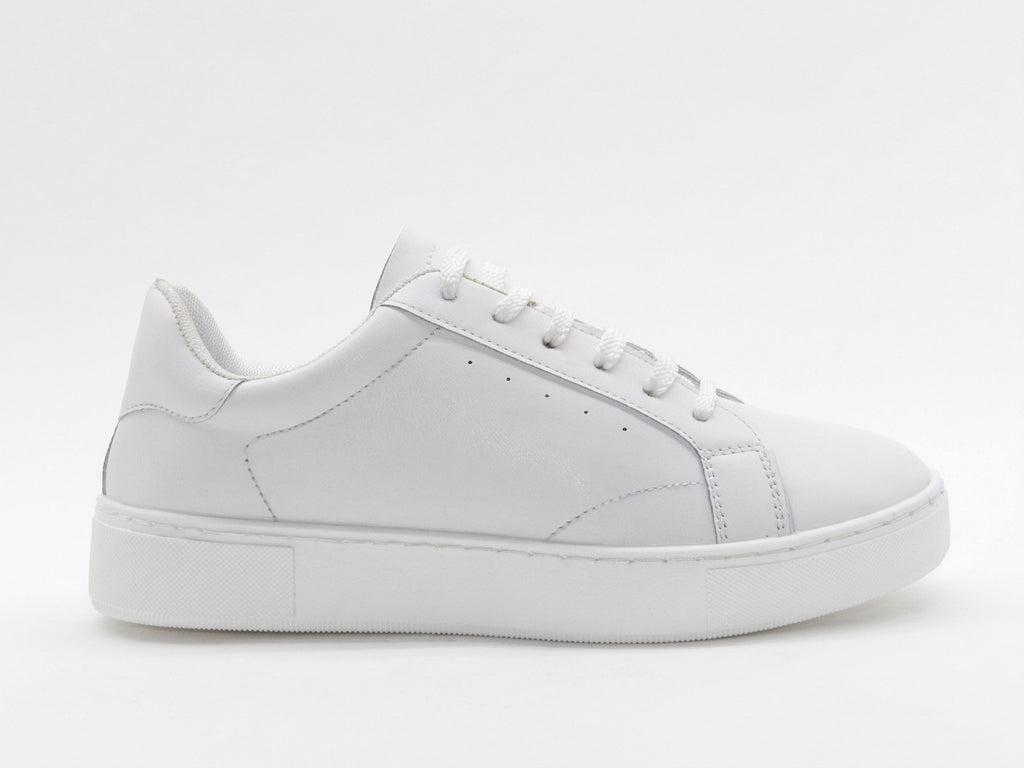 Women's Faux Leather Lace-Up Sneaker — White​