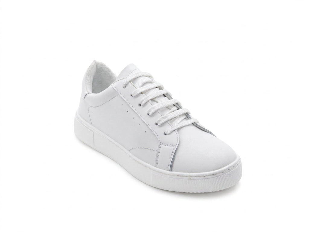 Women's Faux Leather Lace-Up Sneaker — White​