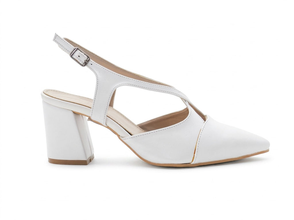 Women's Faux Leather Slingback Sabot — White​