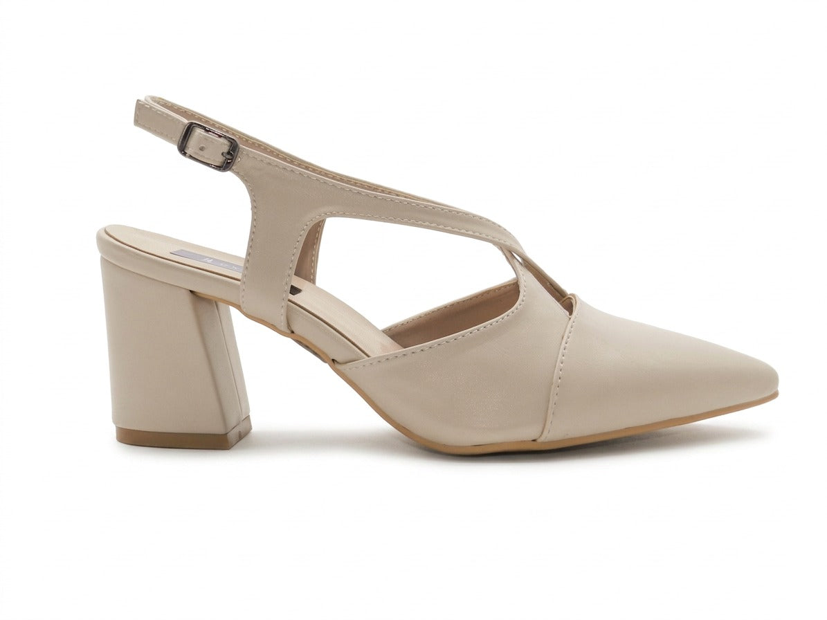 Women's Faux Leather Slingback Sabot — Beige​