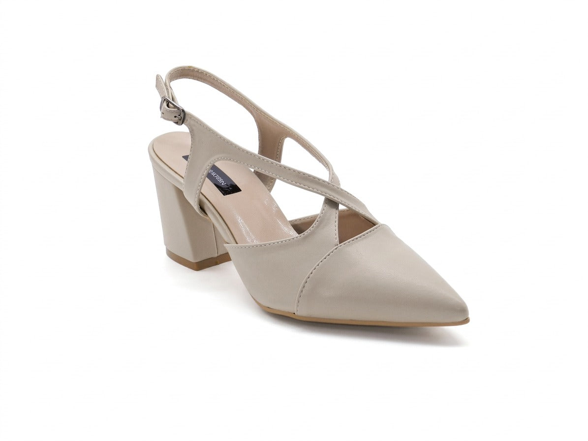 Women's Faux Leather Slingback Sabot — Beige​