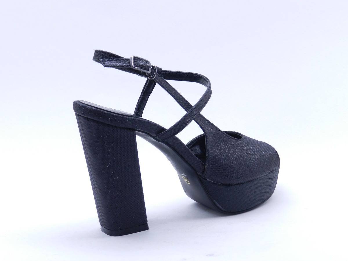 Women's Glitter Platform Soiree Sandal — Crystal Black