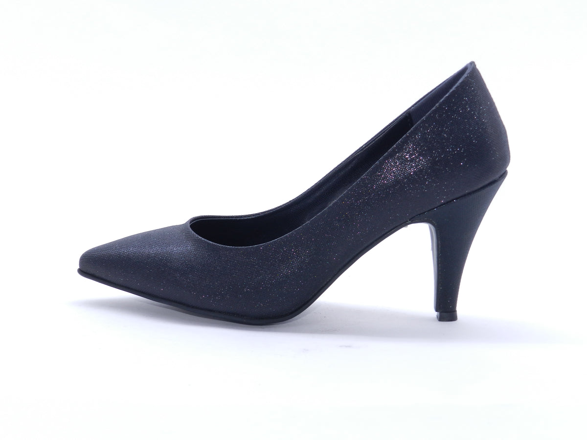 Women's Glitter Pointed Toe Stiletto Pumps — Crystal Black