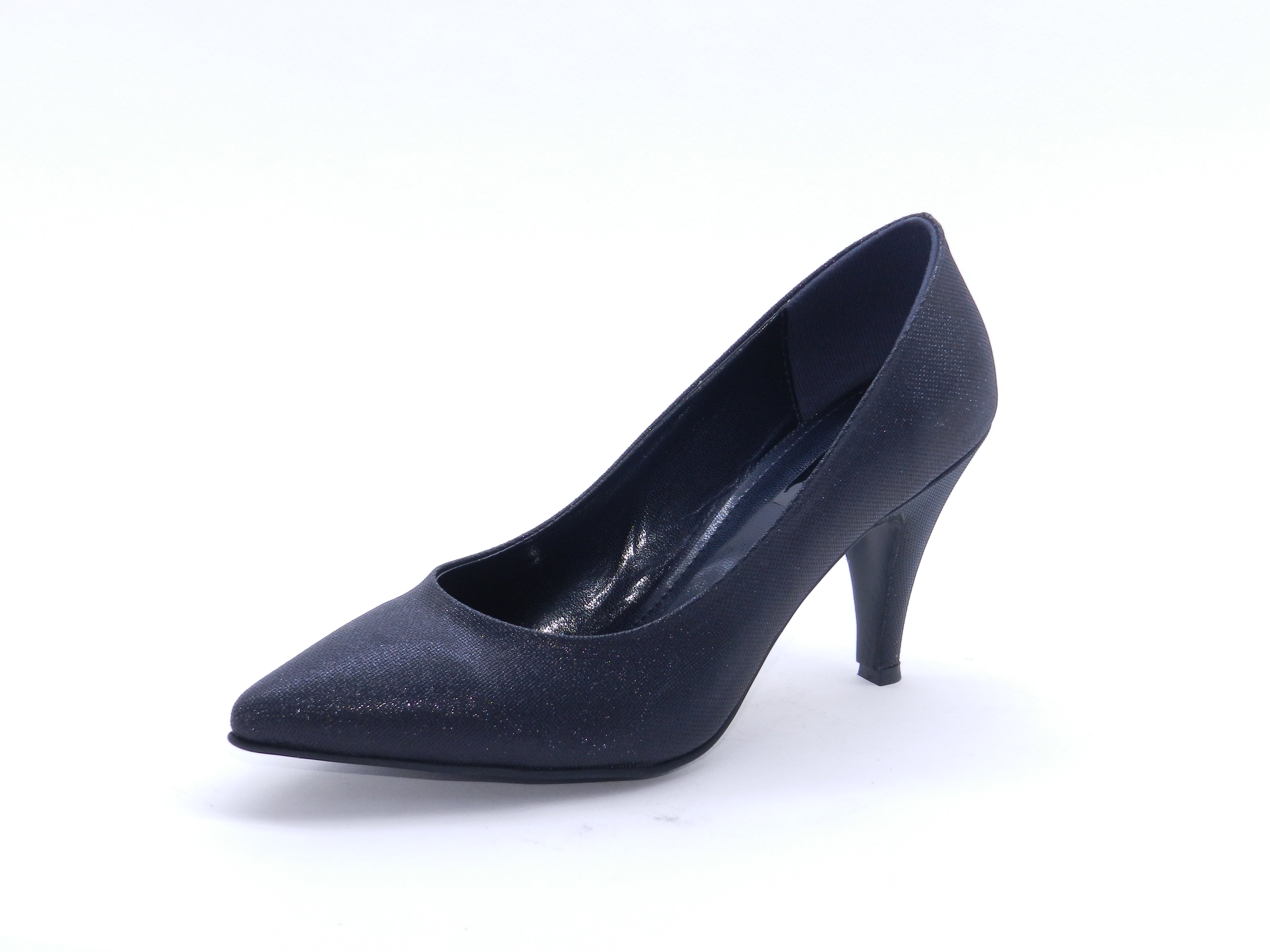 Women's Glitter Pointed Toe Stiletto Pumps — Crystal Black