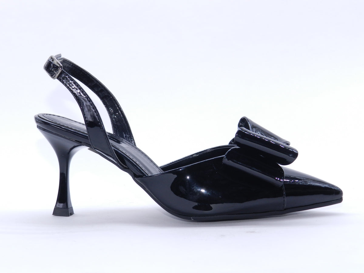 Women's Patent Slingback Bow Sabot — Patent Black
