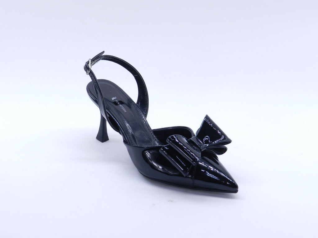 Women's Patent Slingback Bow Sabot — Patent Black
