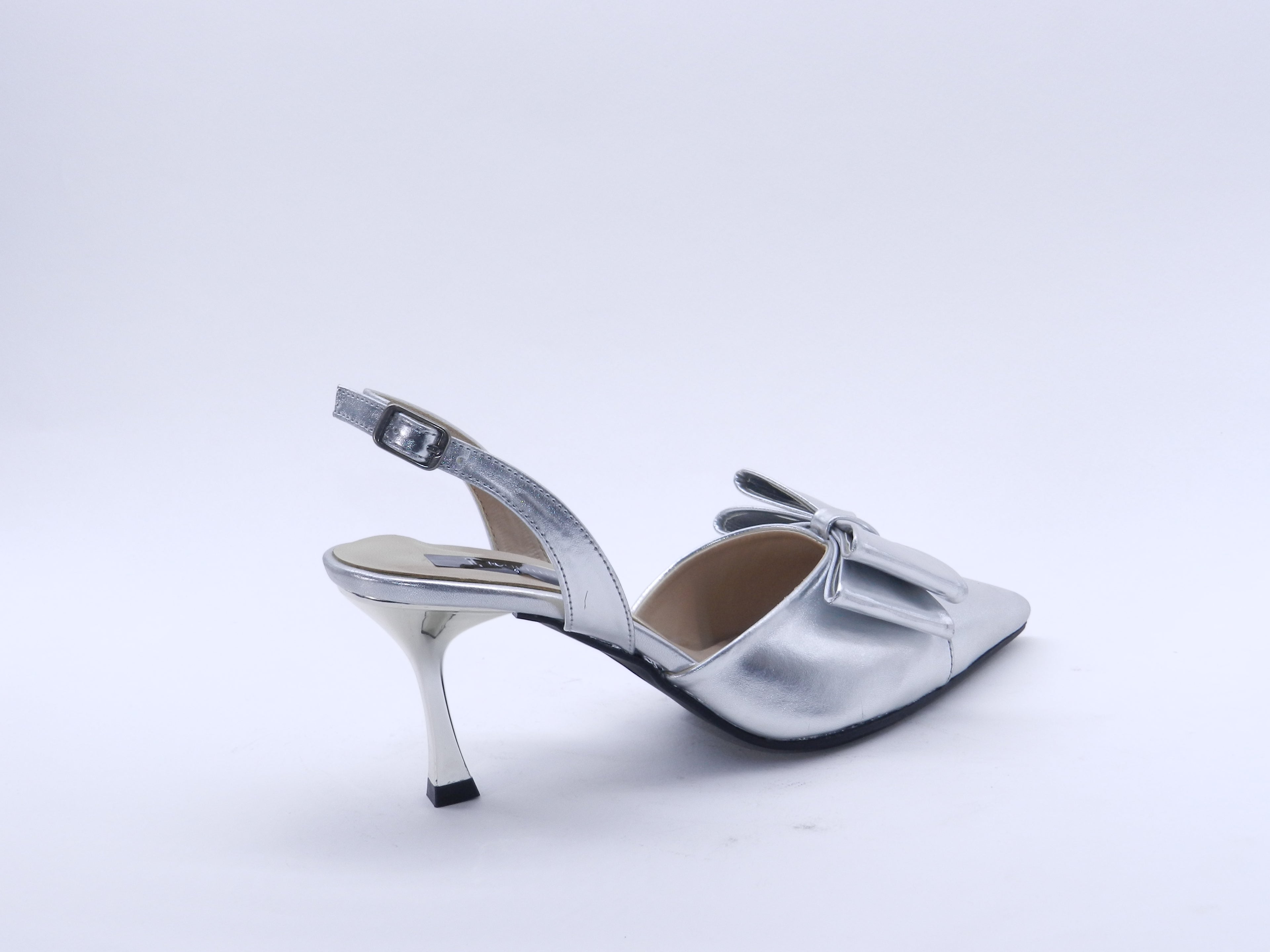Women's Patent Slingback Bow Sabot — Silver