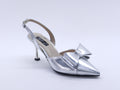 Women's Patent Slingback Bow Sabot — Silver
